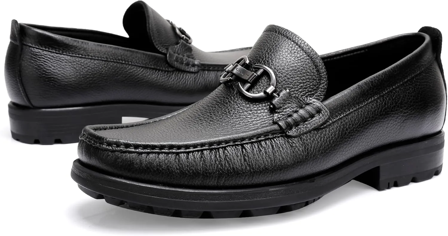 Mokilife Men's Loafers Outlet, Leather Chunky Dress Shoes Formal Loafers Slip on Penny for Men
