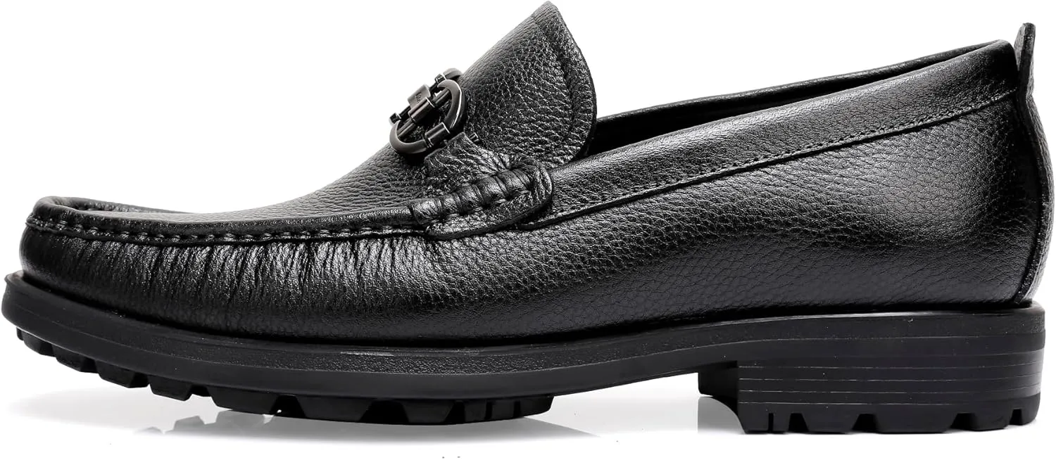 Mokilife Men's Loafers Outlet, Leather Chunky Dress Shoes Formal Loafers Slip on Penny for Men