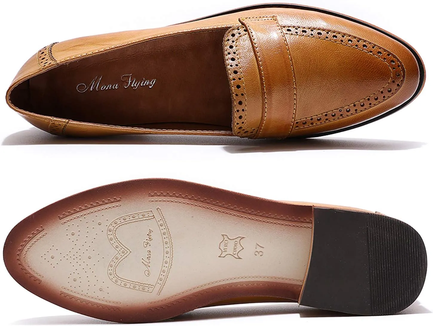 Mona flying Women's Classy Leather Penny Loafer Dress Casual Slip on Flat Office Work Shoes for Ladies