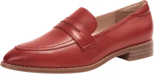 Mona flying Women's Leather Pointed Toe Penny Loafer Dress Casual Slip on Flat Office Work Shoes for Ladies