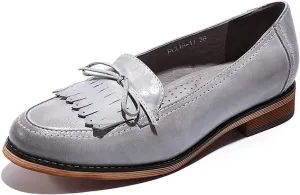 Mona flying Women's Leather Tassel Loafer Dress Casual Slip on Flat Office Work Shoes for Ladies