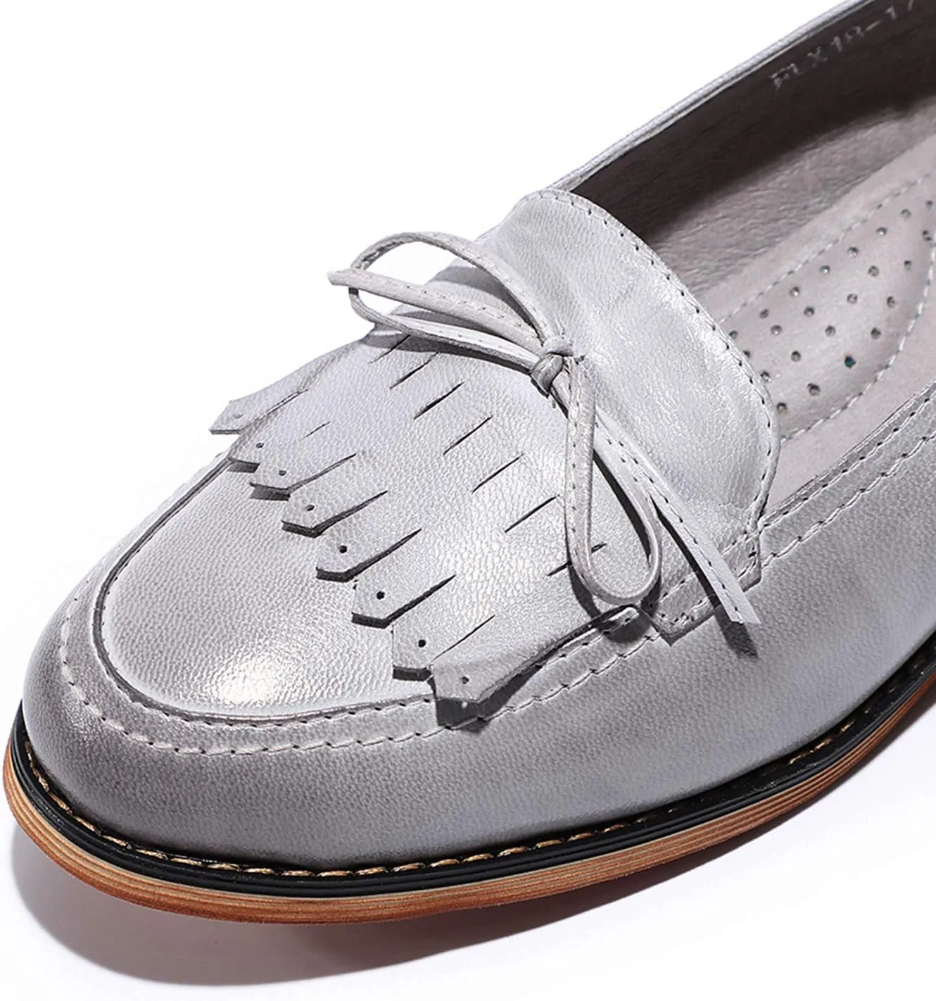Mona flying Women's Leather Tassel Loafer Dress Casual Slip on Flat Office Work Shoes for Ladies