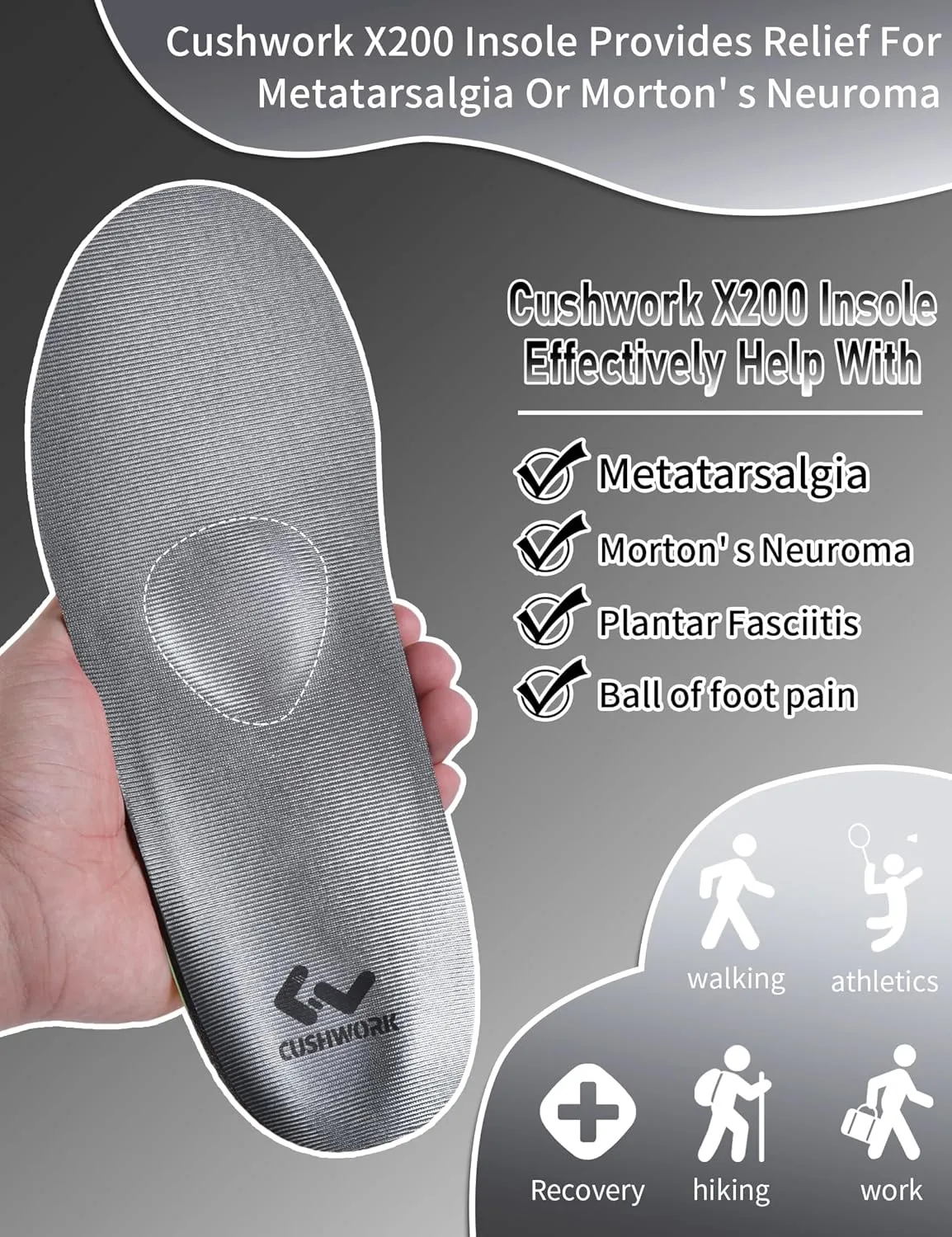 Morton's Neuroma Shoe Inserts for Metatarsalgia,Ball of Foot Pain,Plantar Fasciitis,Metatarsal Pain Relief Orthotic Insoles,Arch Support Shoe Insoles for Man Women-D