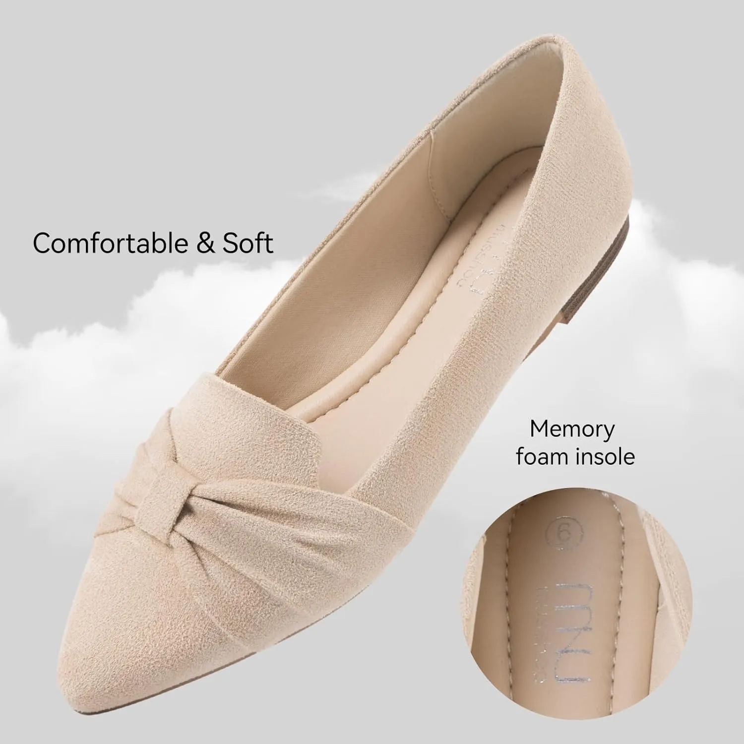 MUSSHOE Flat Shoes Women Comfortable Slip on Women's Flats Dress Shoes for Women