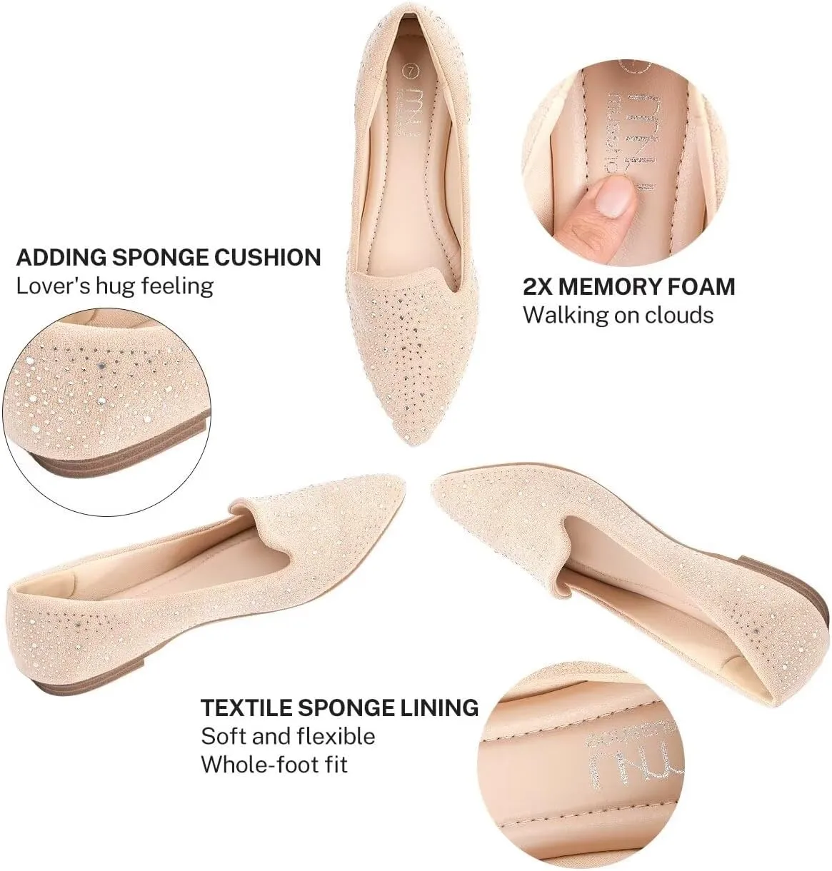 MUSSHOE Flat Shoes Women Comfortable Slip on Women's Flats