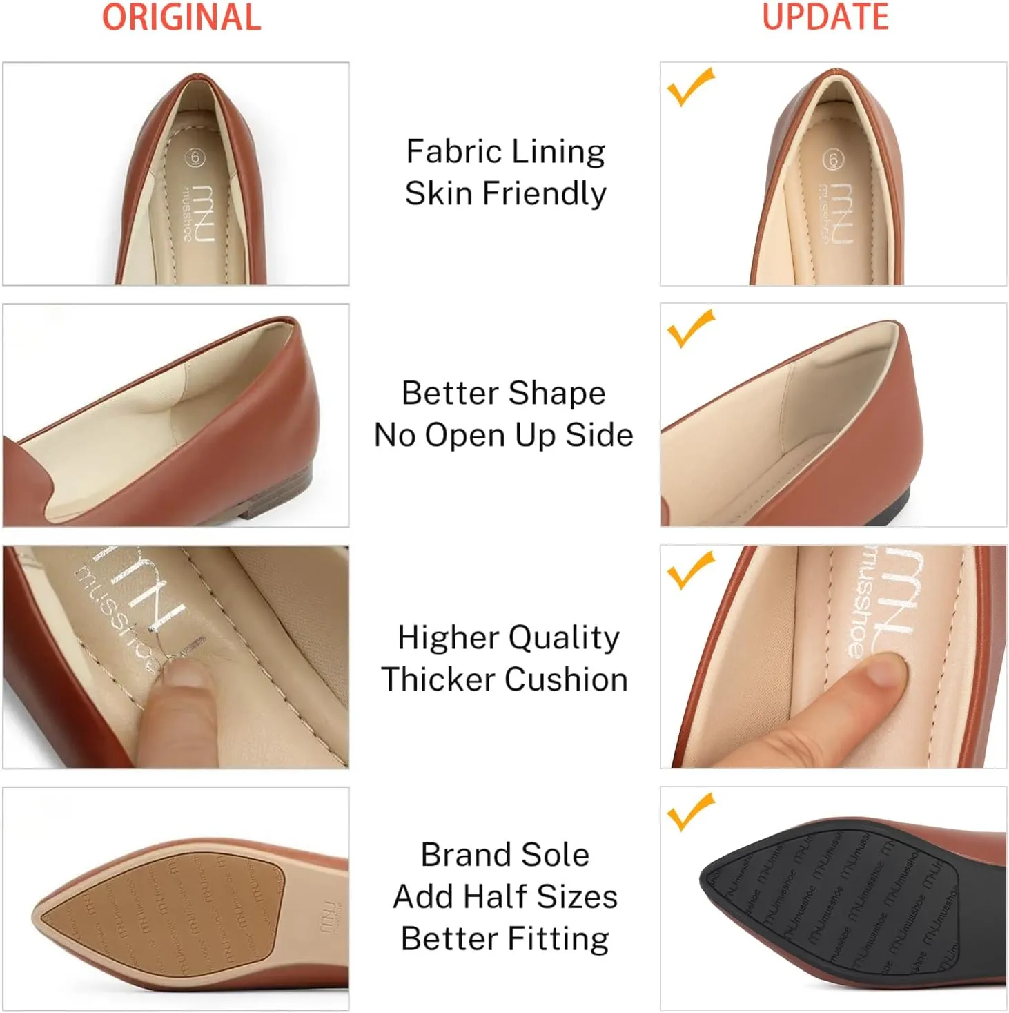 MUSSHOE Flat Shoes Women Comfortable Slip on Women's Flats