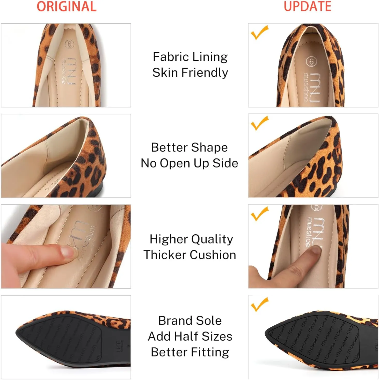 MUSSHOE Flat Shoes Women Comfortable Slip on Women's Flats