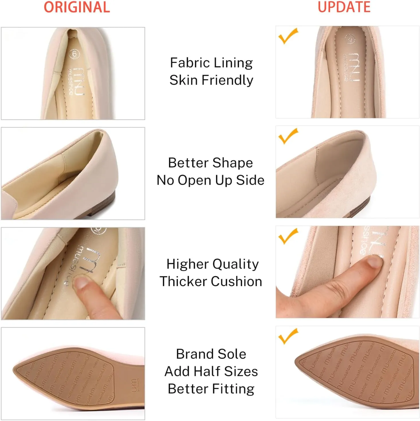 MUSSHOE Flat Shoes Women Comfortable Slip on Women's Flats