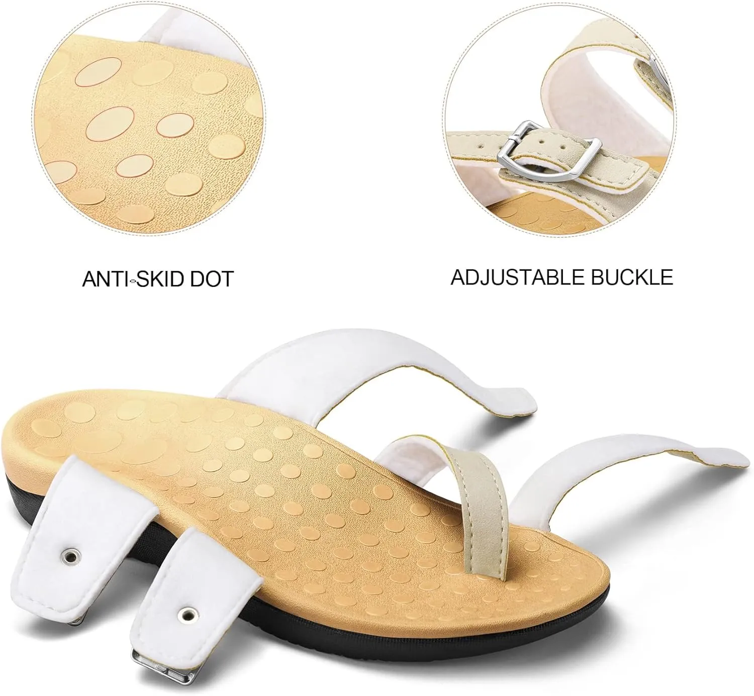 mysoft Women's Arch Support Slide Sandals Adjustable Orthopedic Flip Flops Comfortable Walking Summer Shoes