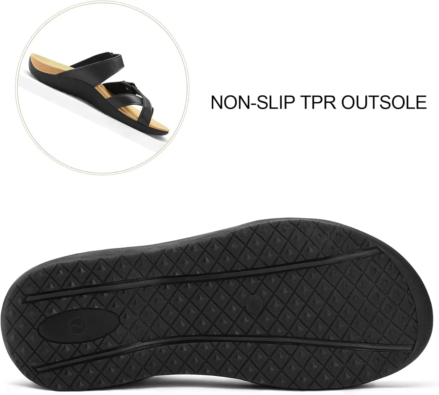 mysoft Women's Arch Support Slide Sandals Adjustable Orthopedic Flip Flops Comfortable Walking Summer Shoes