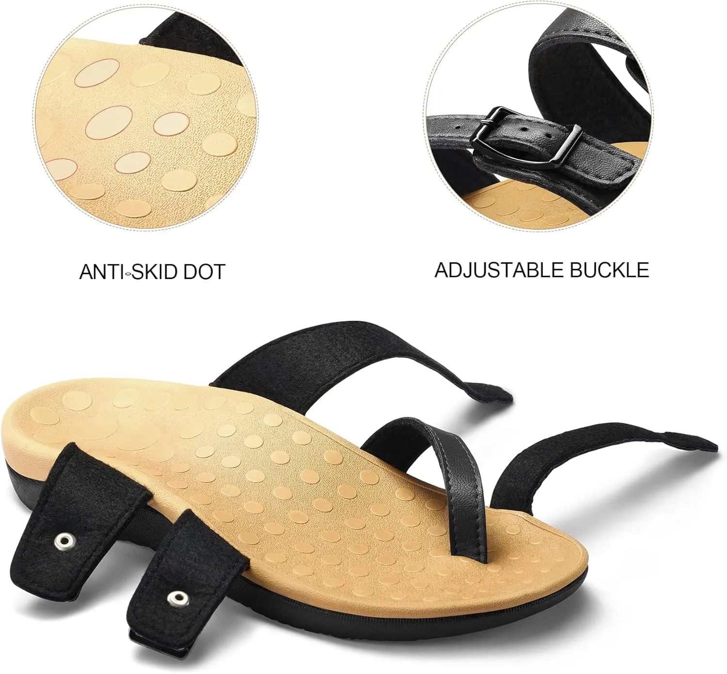 mysoft Women's Arch Support Slide Sandals Adjustable Orthopedic Flip Flops Comfortable Walking Summer Shoes