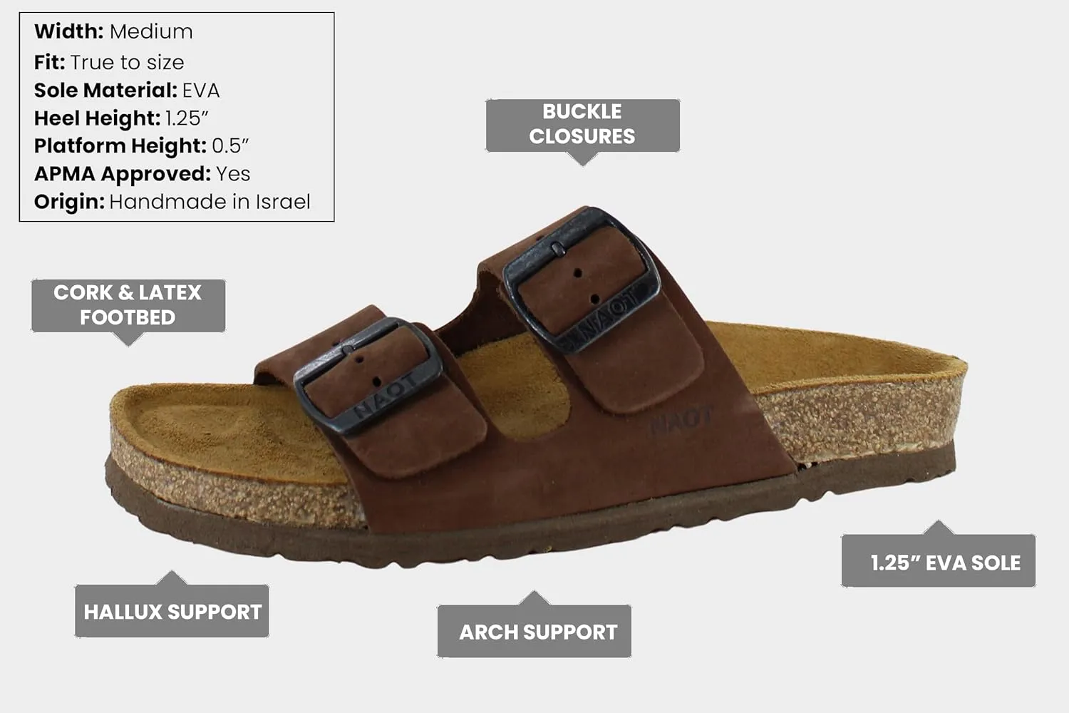 NAOT Footwear Santa Barbara Women's Slide with Cork Footbed and Arch Comfort and Support – Slip On- Lightweight and Perfect for Travel