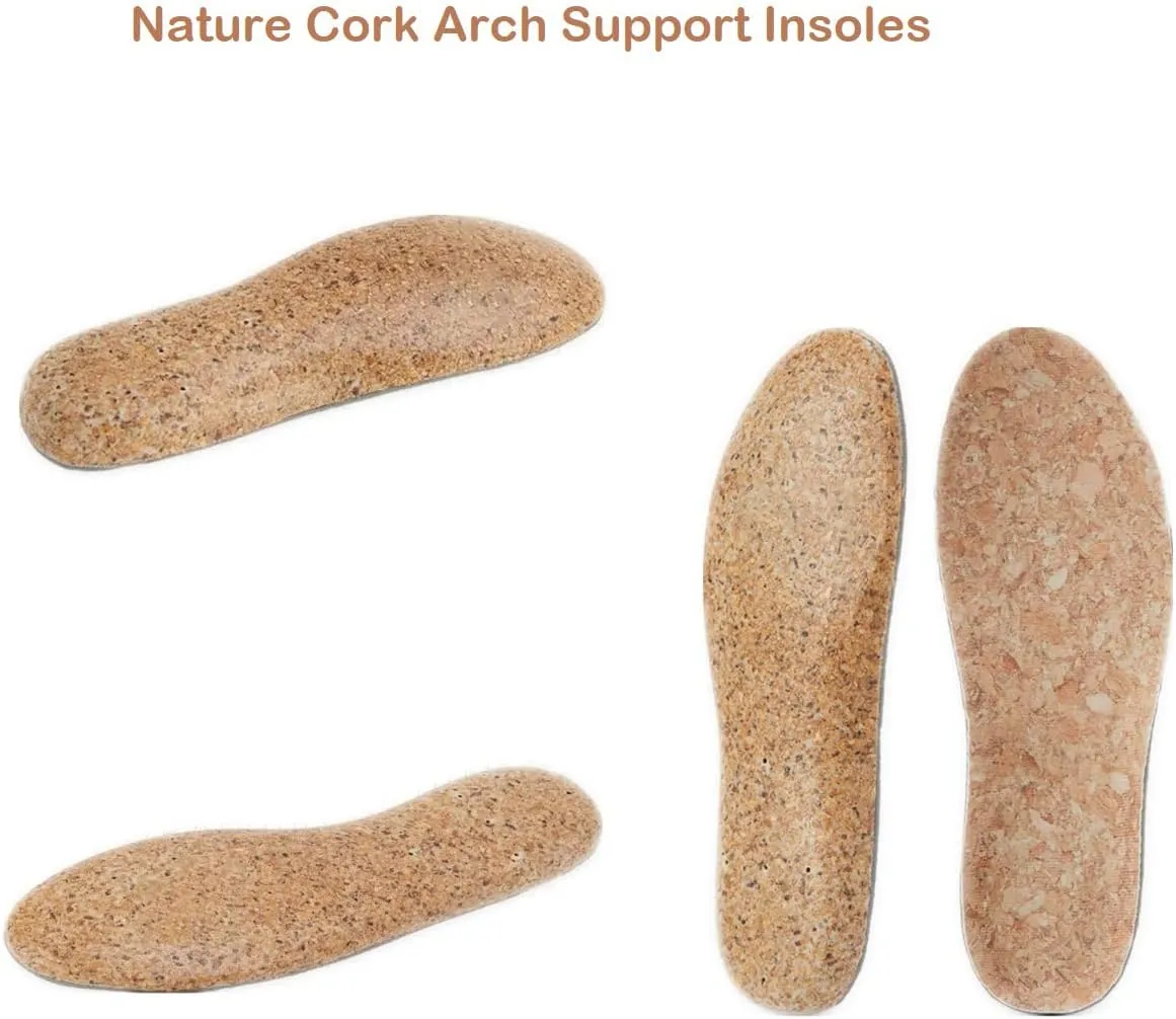 Nature Cork Arch Support Insoles for Men and Women Shoe Inserts Orthotic Inserts Flat Feet Foot - Plantar Fasciitis Orthotic Insoles for Arch Pain High Arch - Boot Insoles (Women 6.5-7)