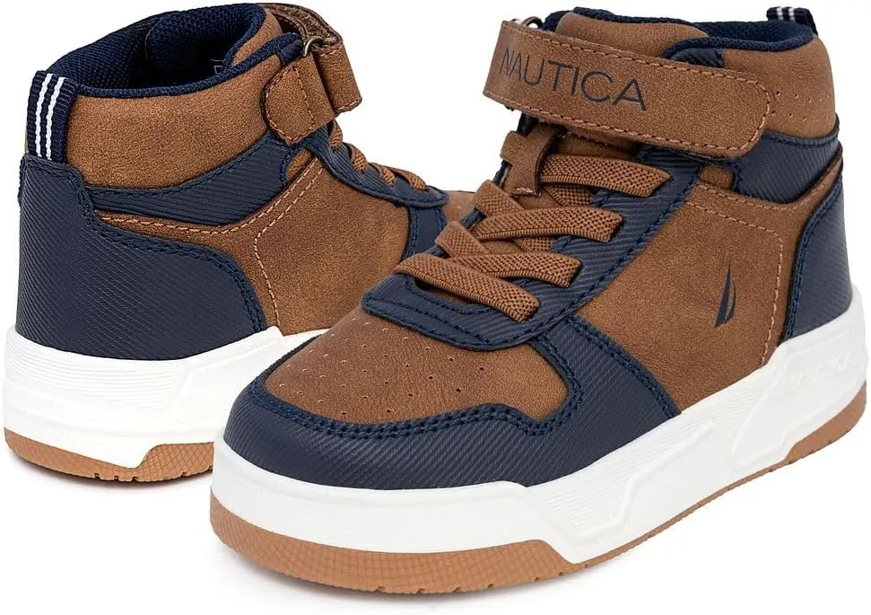 Nautica Kids High Top Basketball Sneakers – Toddler/Little Kid Fashion Boots, Comfortable Athletic Walking Shoes for Boys and Girls
