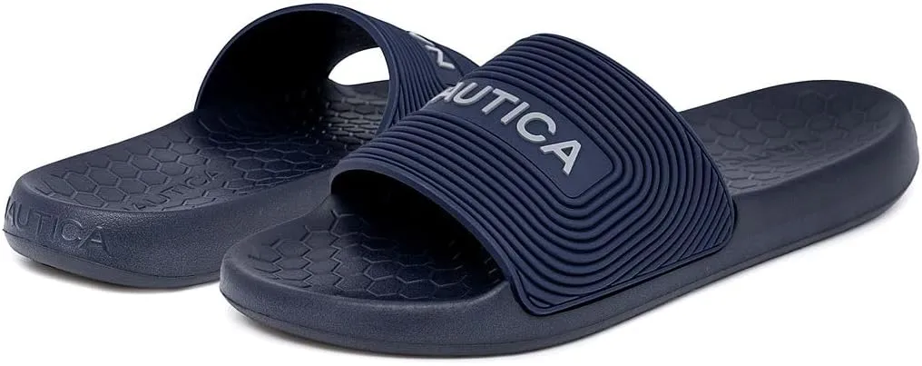 Nautica Men's Slide Sandals – Comfortable Slip-On Pool & Beach Shoes with Cushioned Footbed for Casual Wear