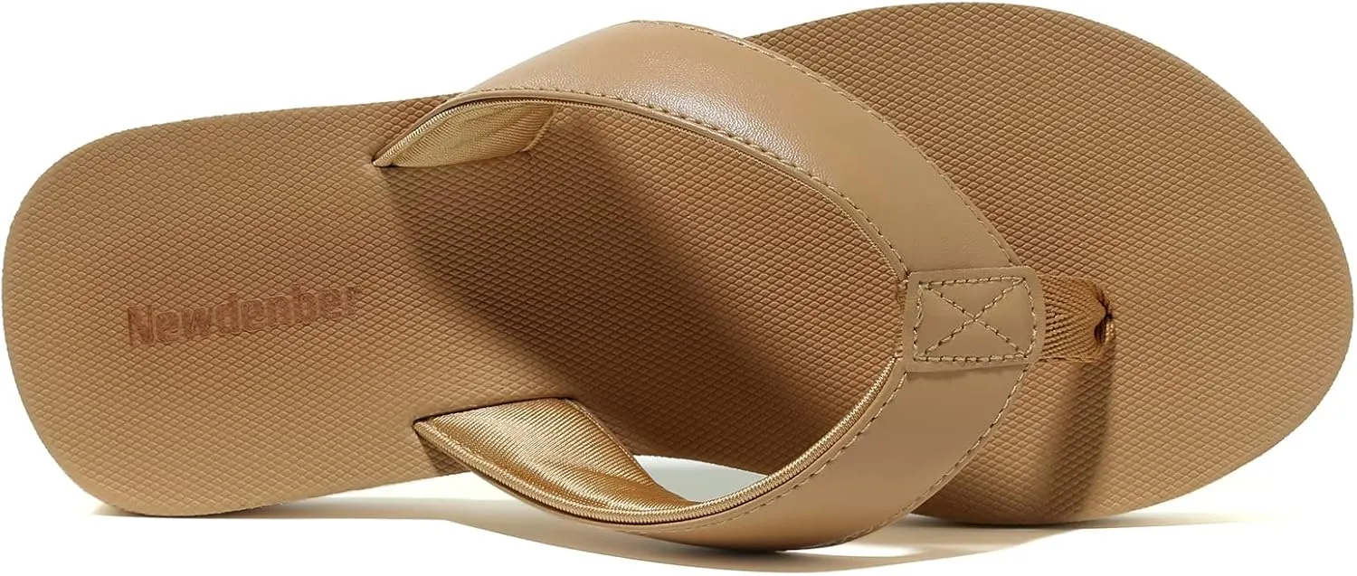NewDenBer Women's Comfortable Flip Flops Lightweight Arch Support Summer Thong Sandals