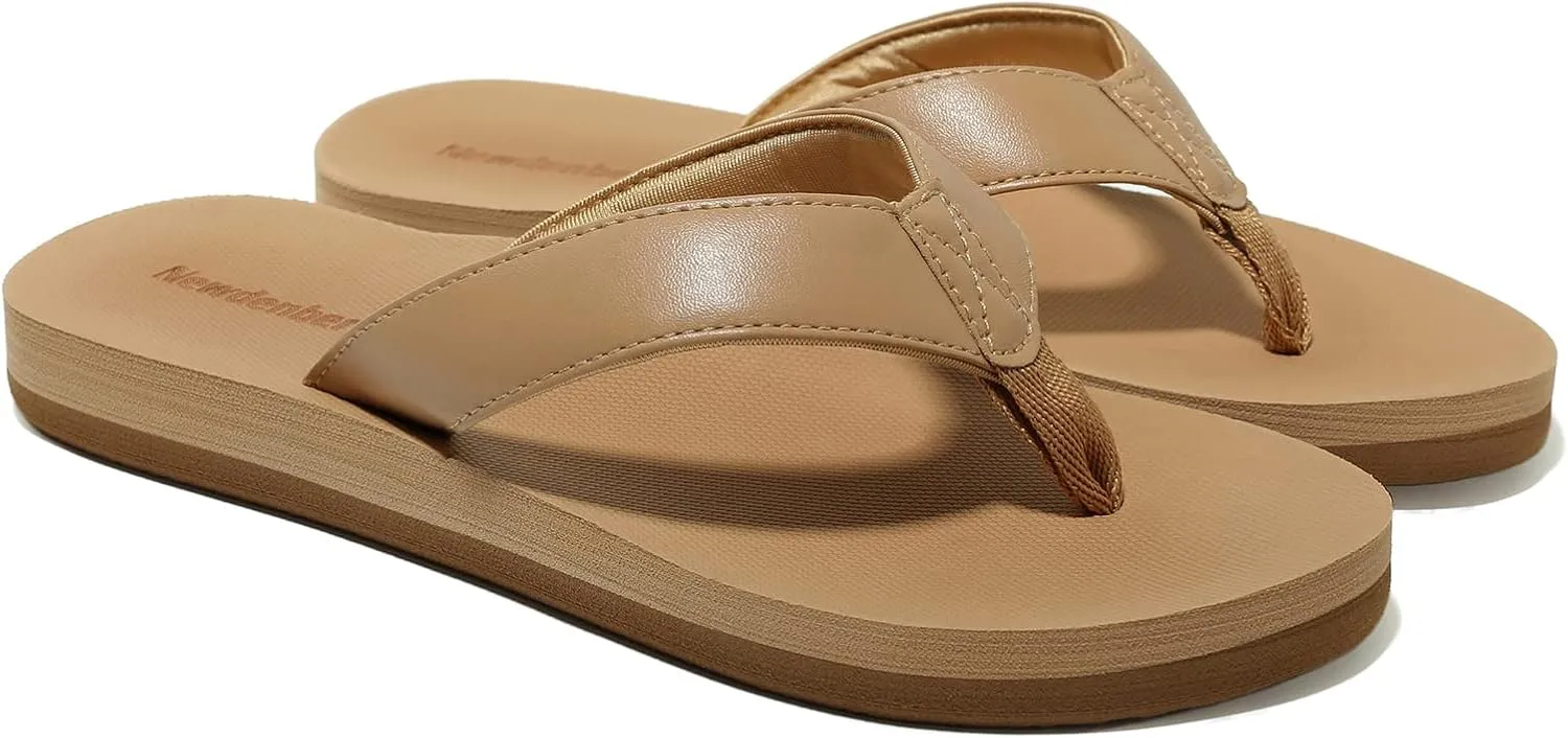 NewDenBer Women's Comfortable Flip Flops Lightweight Arch Support Summer Thong Sandals