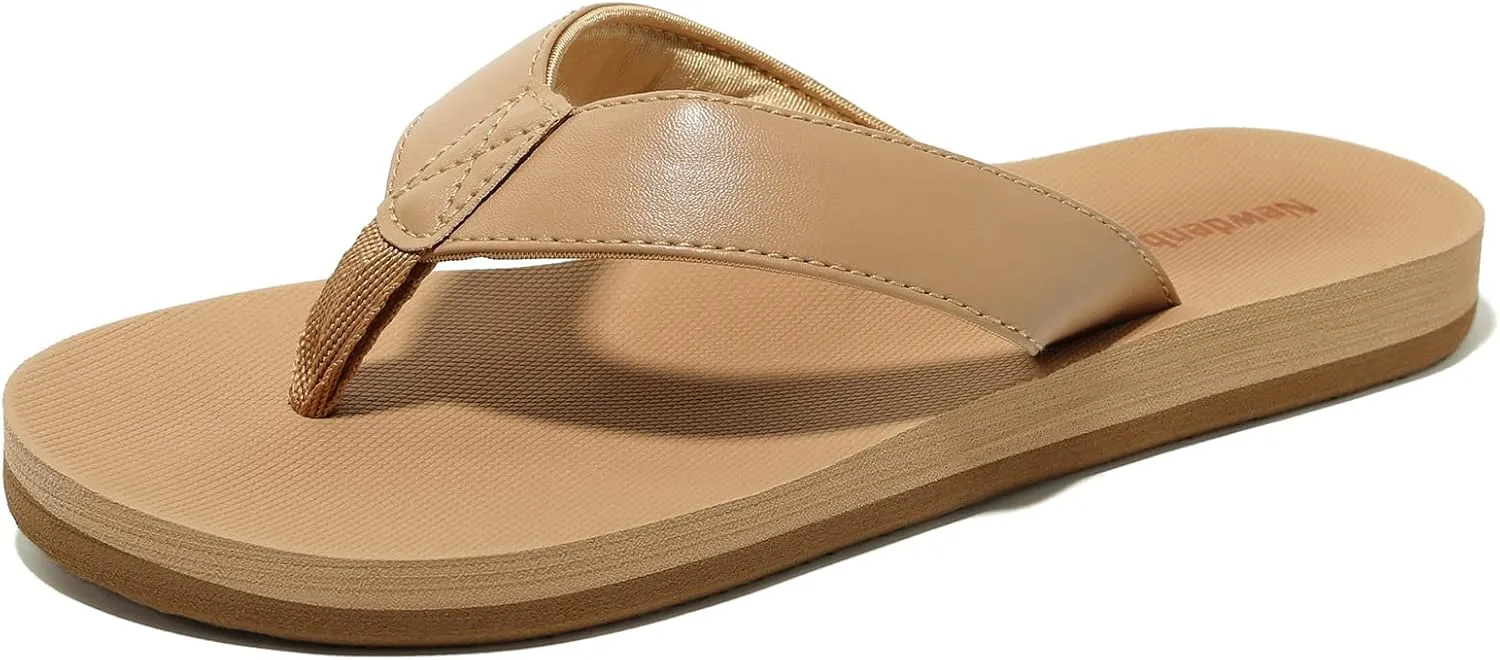 NewDenBer Women's Comfortable Flip Flops Lightweight Arch Support Summer Thong Sandals
