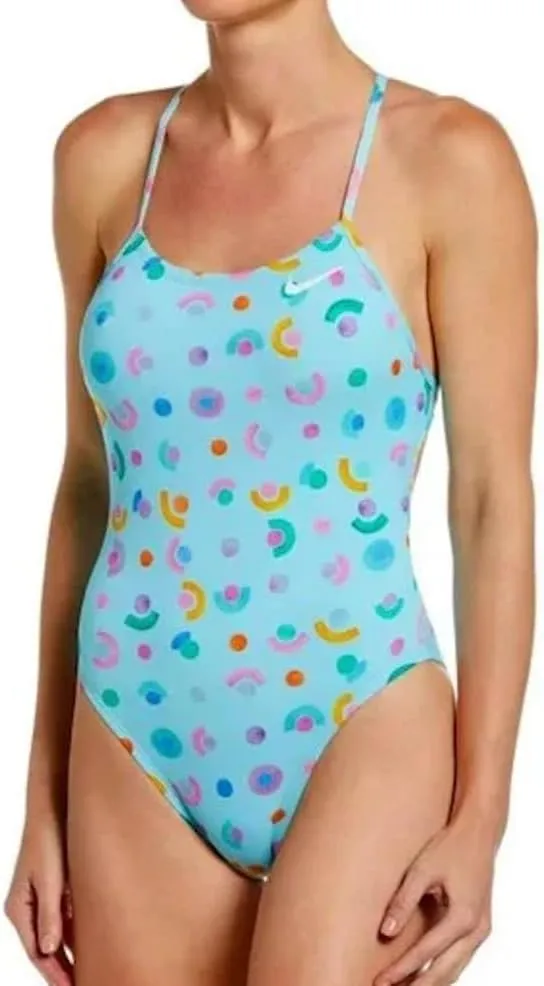 Nike Women's Hydrastrong Multi Print Lace Up Tie Back Swim Suit, Copa Size 24, 28-30