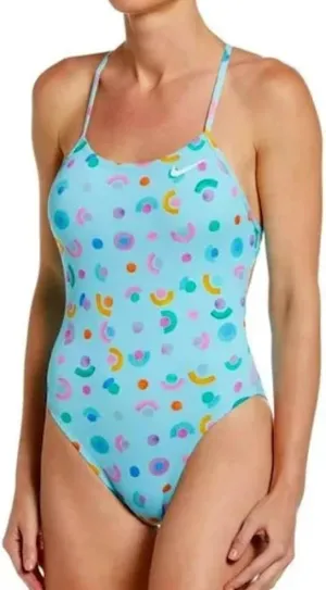 Nike Women's Hydrastrong Multi Print Lace Up Tie Back Swim Suit, Copa Size 24, 28-30