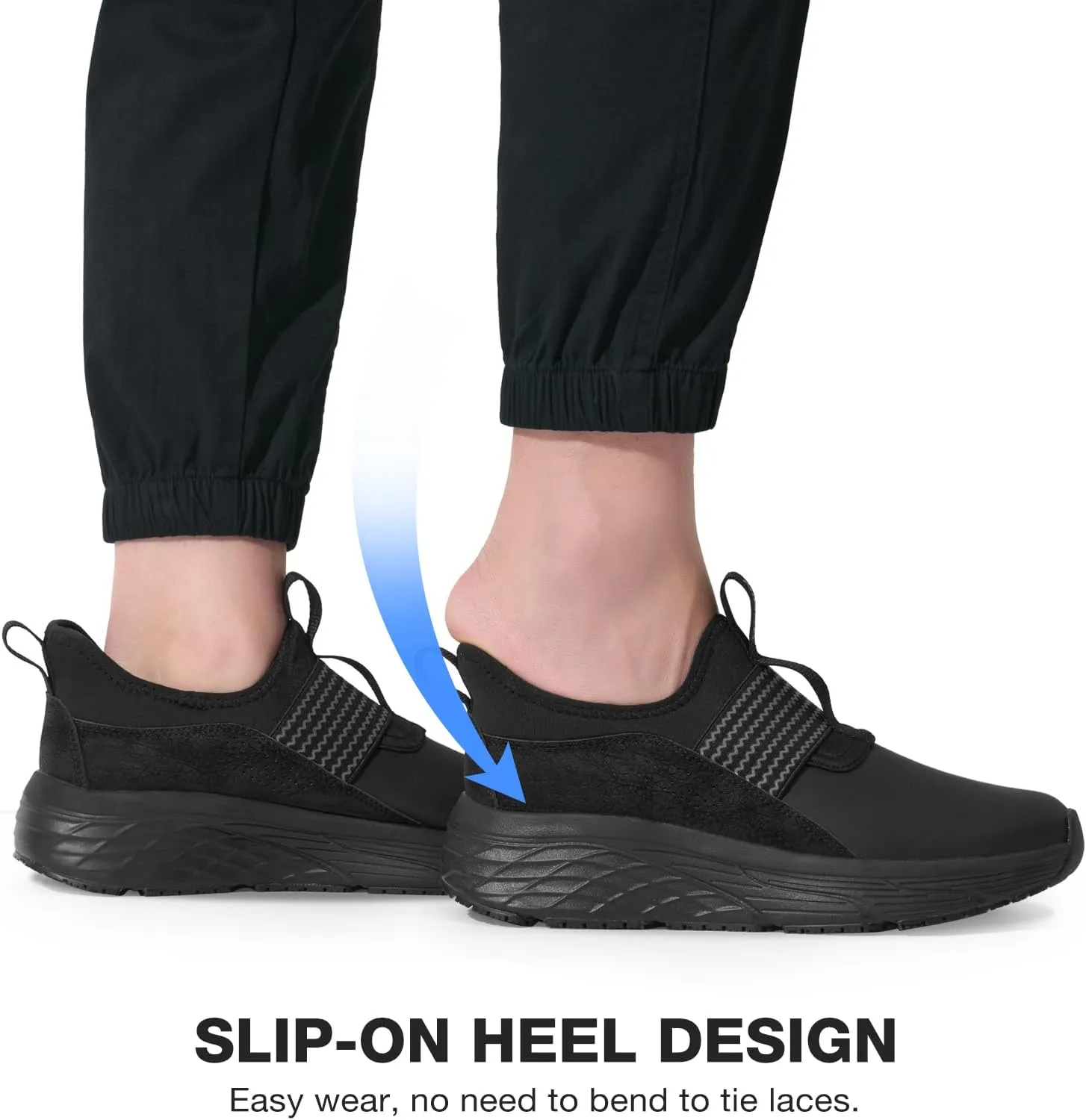 NINGO Non Slip Work Shoes for Men Food Service, Water & Oil Resistant Slip On Kitchen Chef Shoes, Comfortable Padded EVA Outsole Slip Resistant Work Shoes for Men with Removable Insole