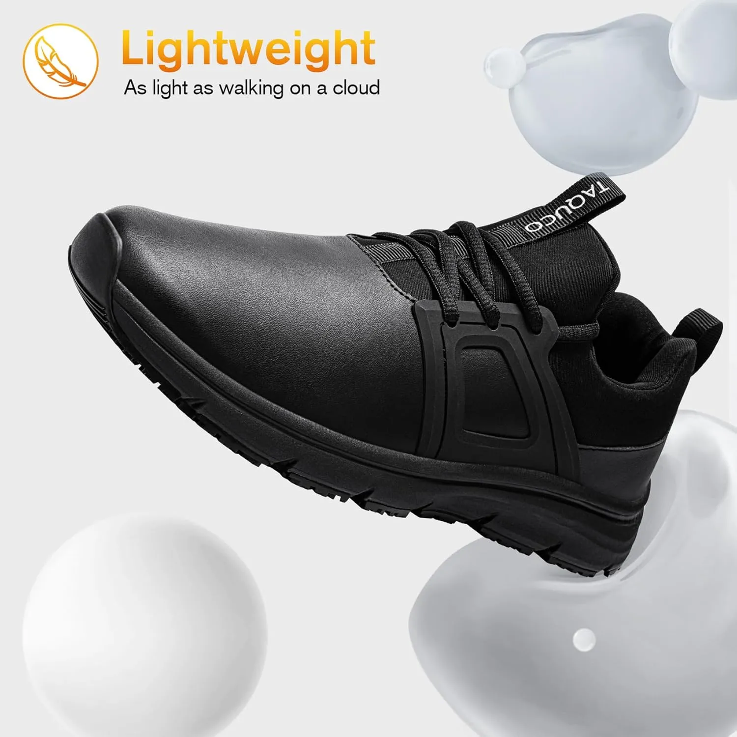 Non Slip Work Shoes for Mens Slip On Sneakers Waterproof Chef Kitchen Shoe Comfortable Slip Resistant Restaurant Footwear Hombre Zapatos de Trabajo, Black