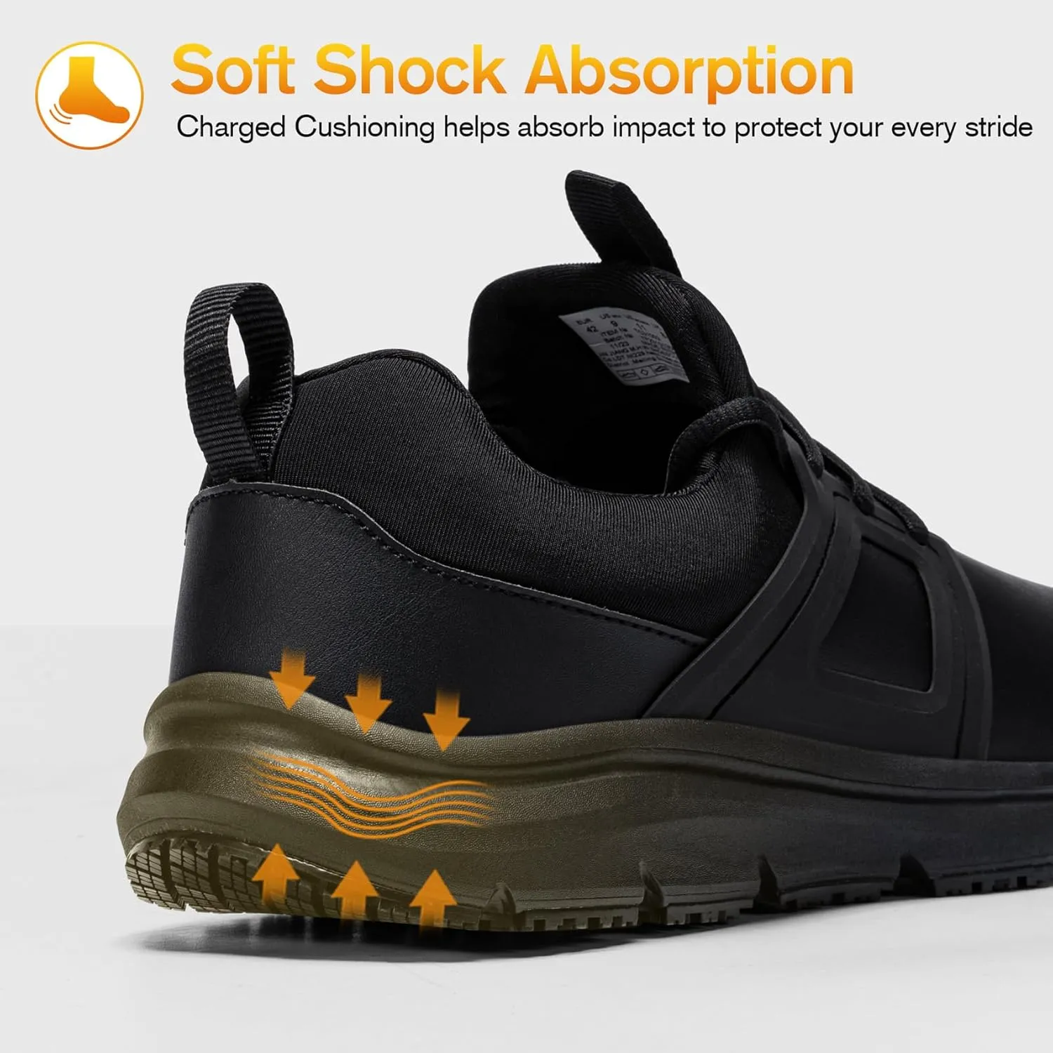 Non Slip Work Shoes for Mens Slip On Sneakers Waterproof Chef Kitchen Shoe Comfortable Slip Resistant Restaurant Footwear Hombre Zapatos de Trabajo, Black