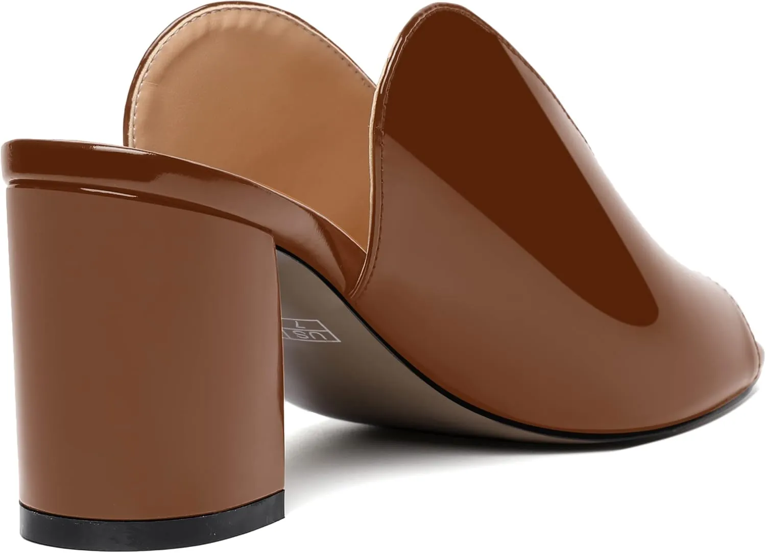 NUMALEO Womens Evening Patent Casual Slip On Round Toe Chunky Mid Heel Sandals 2.5 Inch