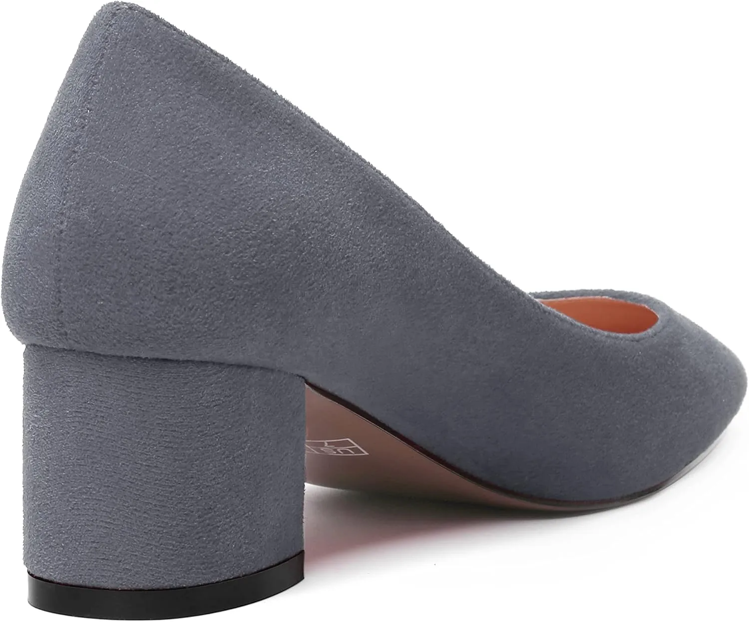 NUMALEO Womens Suede Solid Office Square Toe Slip On Casual Chunky Low Heel Pumps Shoes 2 Inch