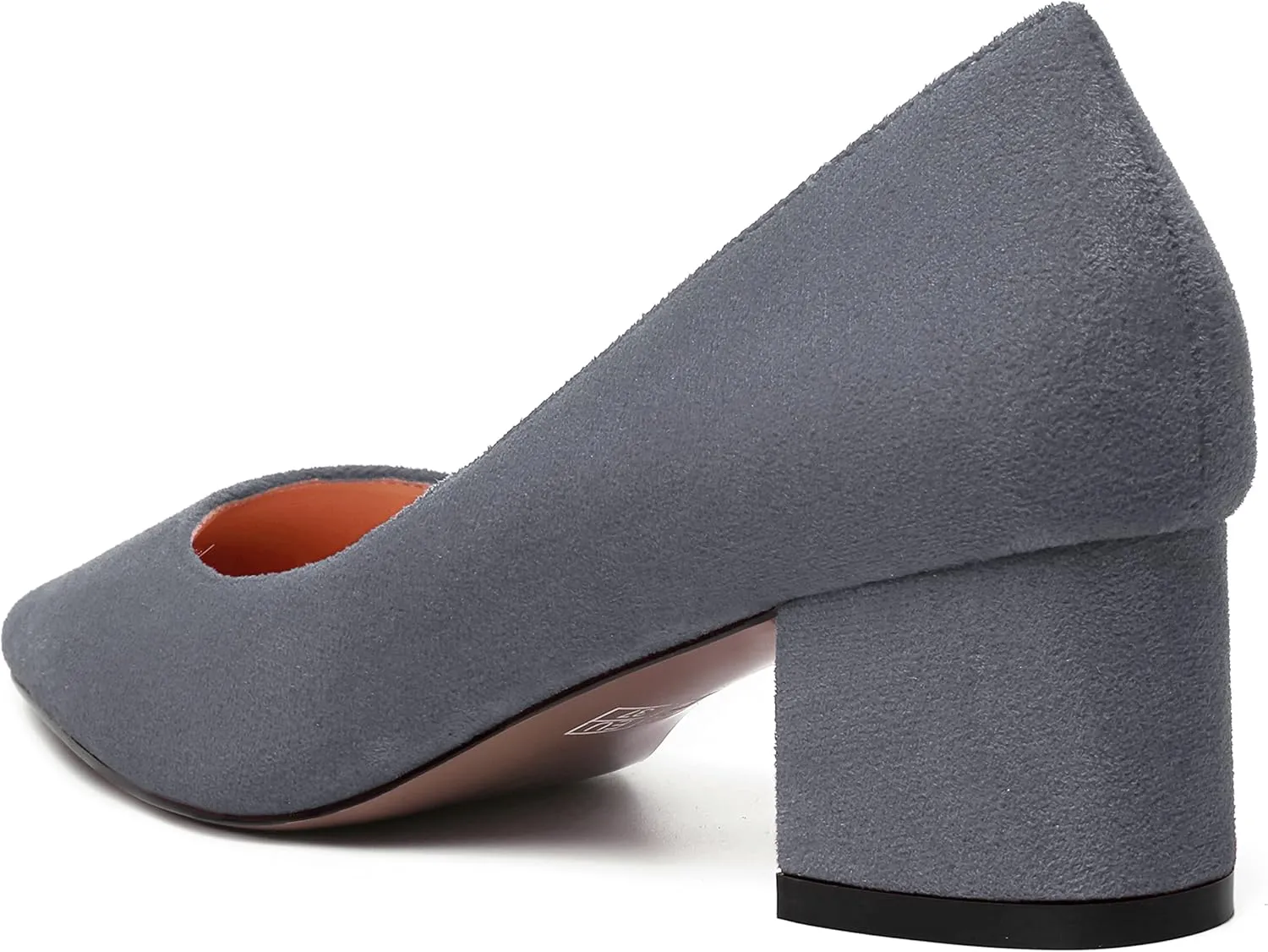 NUMALEO Womens Suede Solid Office Square Toe Slip On Casual Chunky Low Heel Pumps Shoes 2 Inch