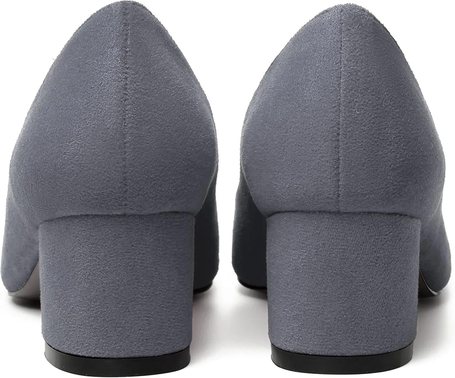 NUMALEO Womens Suede Solid Office Square Toe Slip On Casual Chunky Low Heel Pumps Shoes 2 Inch