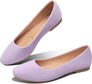Obtaom Round Toe Women Flat Shoes Slip on Girls Dress Black Ballet Flats