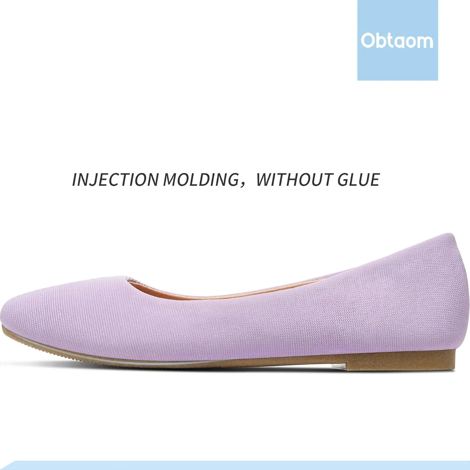 Obtaom Round Toe Women Flat Shoes Slip on Girls Dress Black Ballet Flats