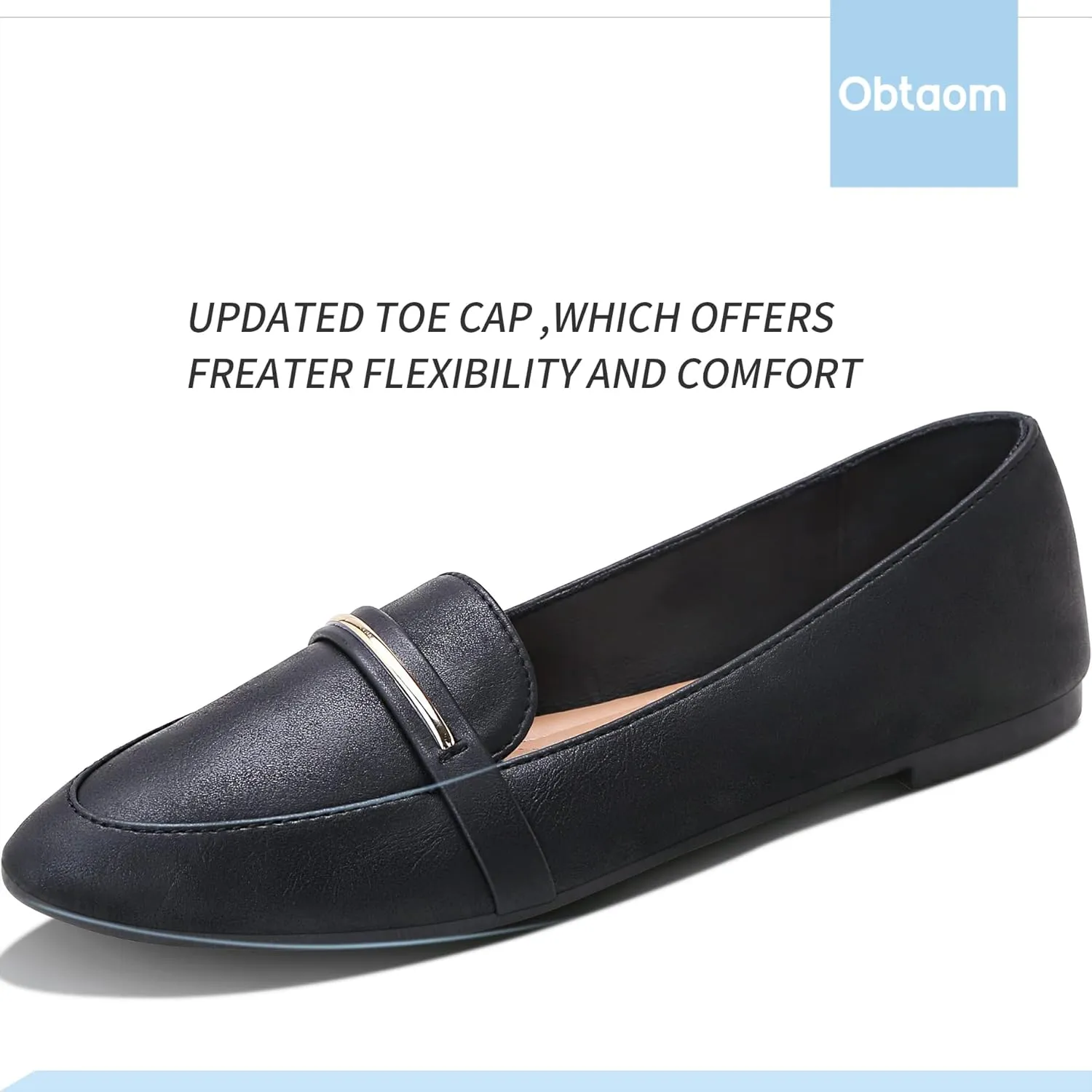 Obtaom Women's Pointy Toe Loafer Flat Comfortable Faux Suede Work Shoes,Cute Penny Loafer Slip On Ballet Flat