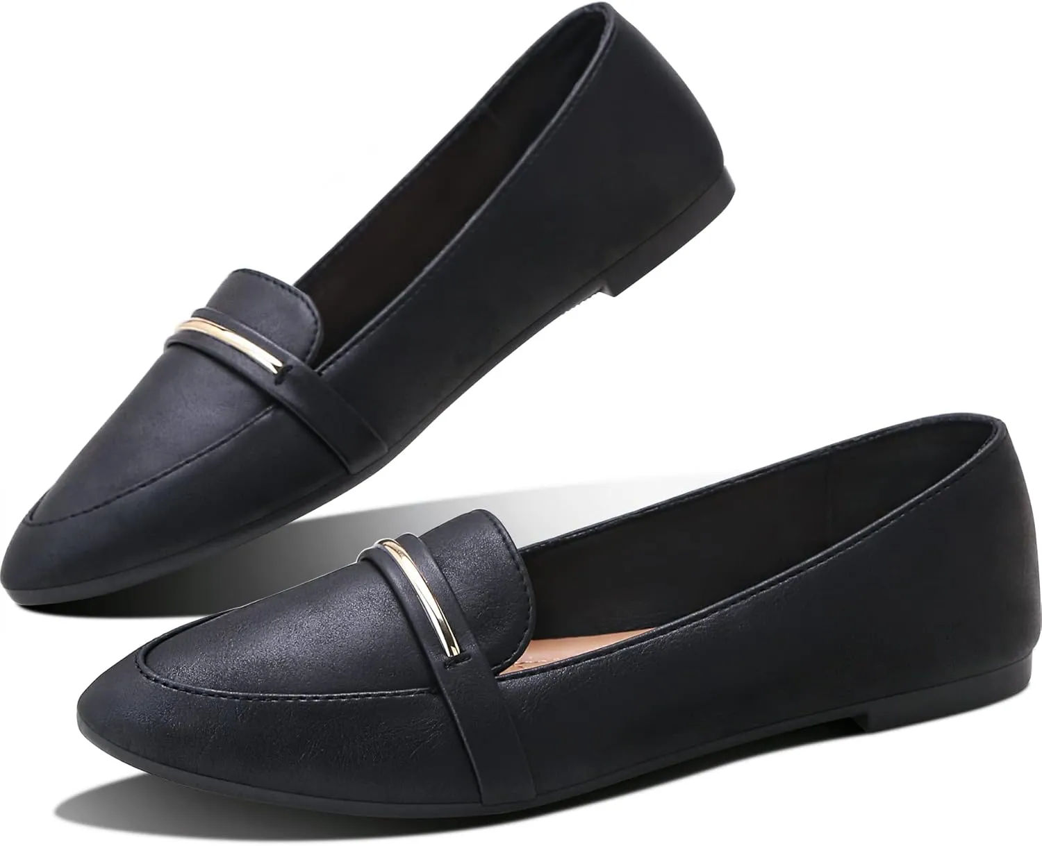 Obtaom Women's Pointy Toe Loafer Flat Comfortable Faux Suede Work Shoes,Cute Penny Loafer Slip On Ballet Flat