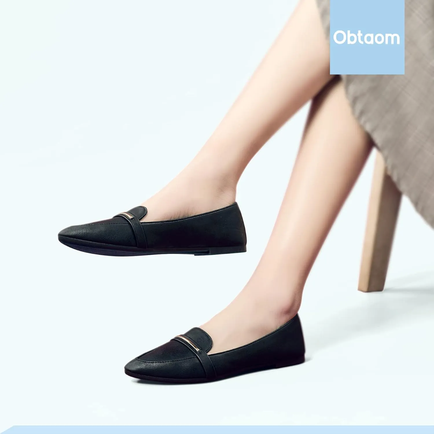 Obtaom Women's Pointy Toe Loafer Flat Comfortable Faux Suede Work Shoes,Cute Penny Loafer Slip On Ballet Flat