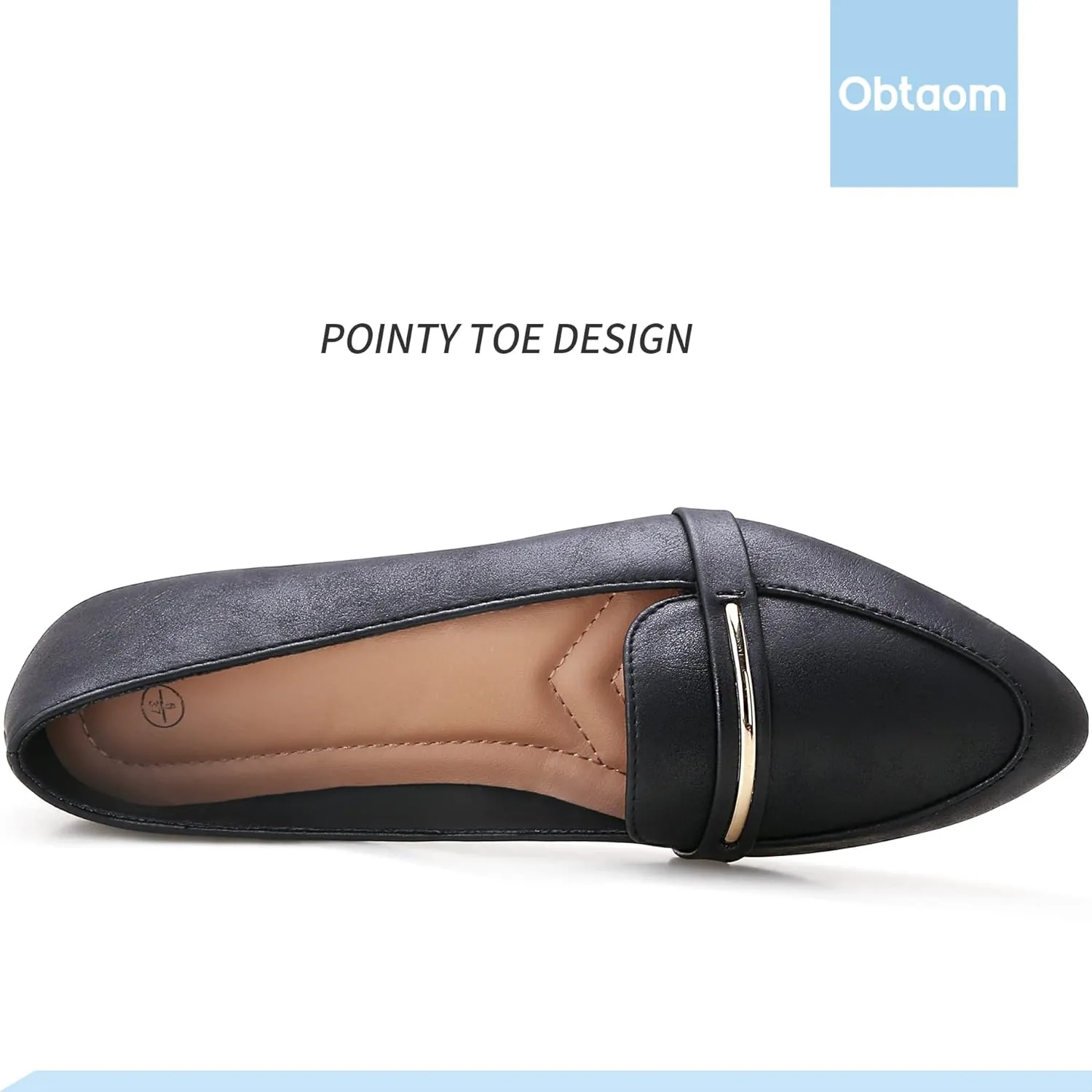 Obtaom Women's Pointy Toe Loafer Flat Comfortable Faux Suede Work Shoes,Cute Penny Loafer Slip On Ballet Flat