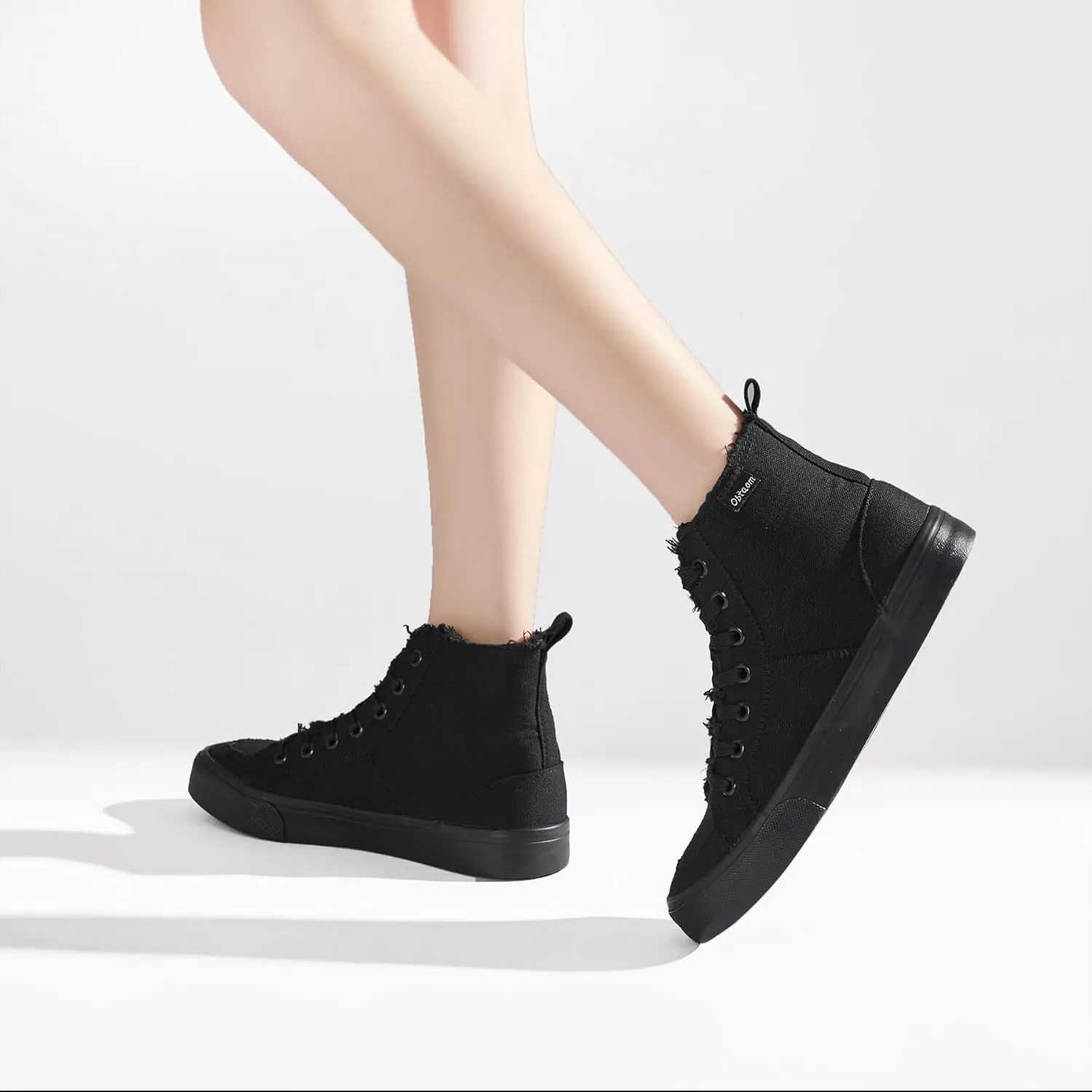 Obtaom Womens/Mens high top Canvas Shoes Play mid Calf Fashion Sneaker Casual lace up hi top Washed Canvas Shoes