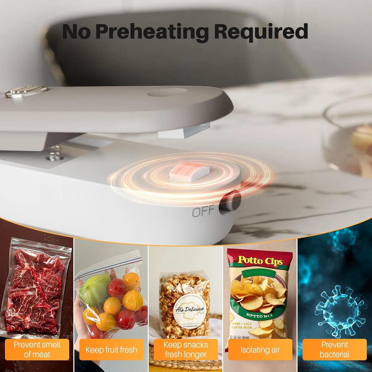 ODSD 2 in 1 Mini Bag Sealer Heat Seal and Cutter With Lanyard - Portable Handheld Chip Heat Sealer for Snacks, Candies, Plastic Food Storage (Batteries Included)