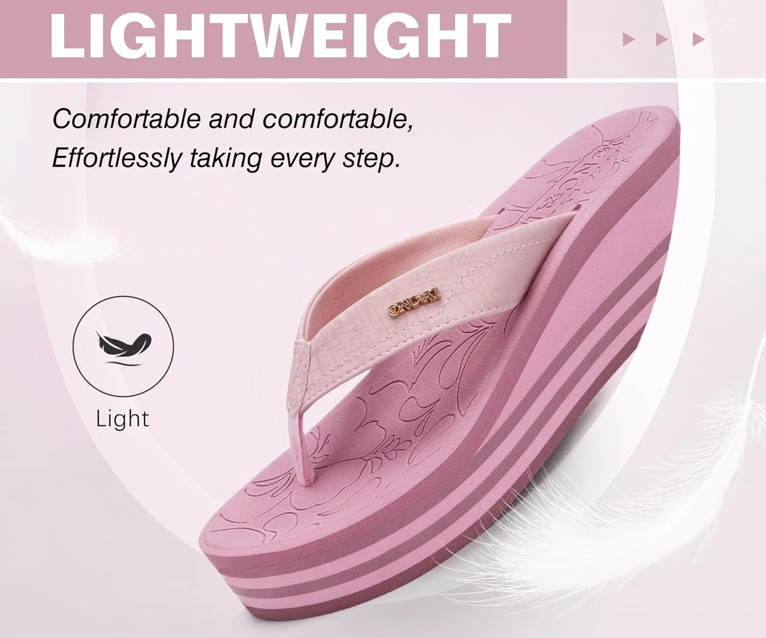 ONCAI Women’s Platform Flip Flops Trendy Dressy Womans Summer Sandals with Comfortable Flatform Arch Support Walking Outdoor Rubber Soles (US Size 5-11)