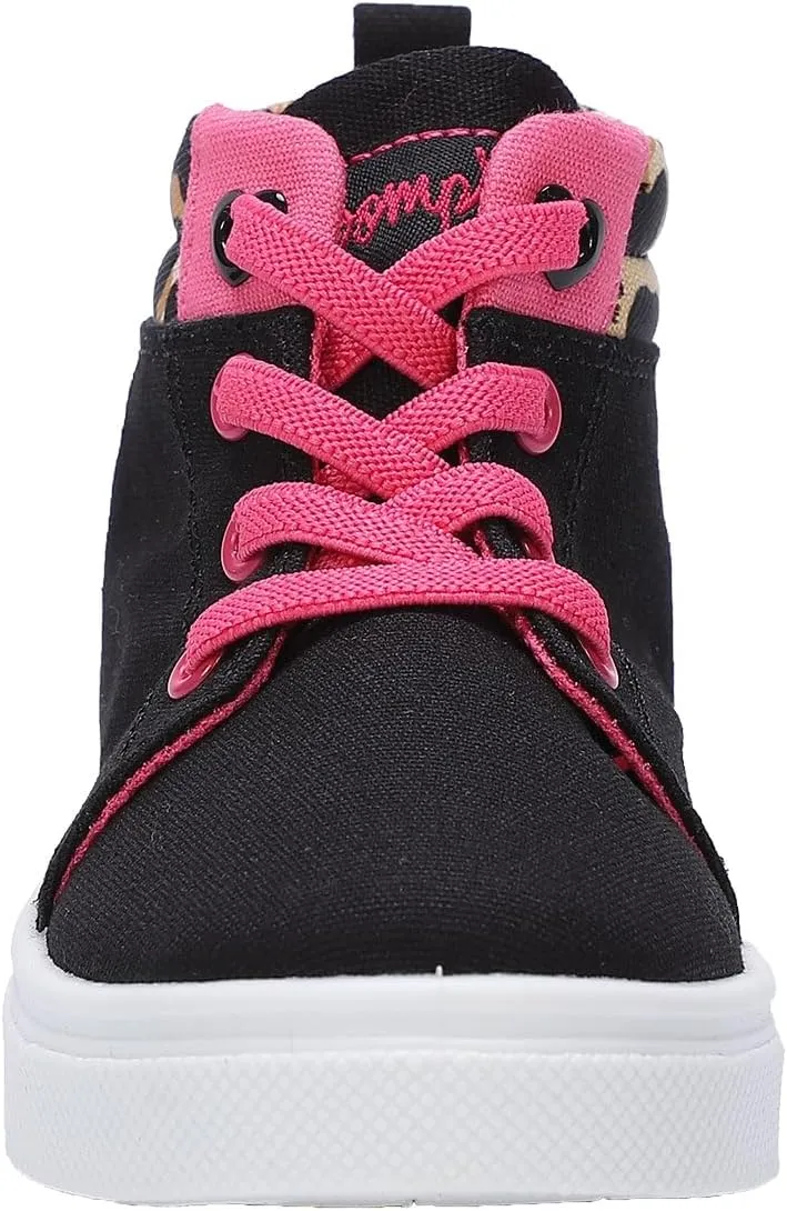 Oomphies Sam Girls Hi-Top Pull-On Sneakers – Canvas Upper, Elastic Laces, Cushioned Insole & Durable Rubber Sole