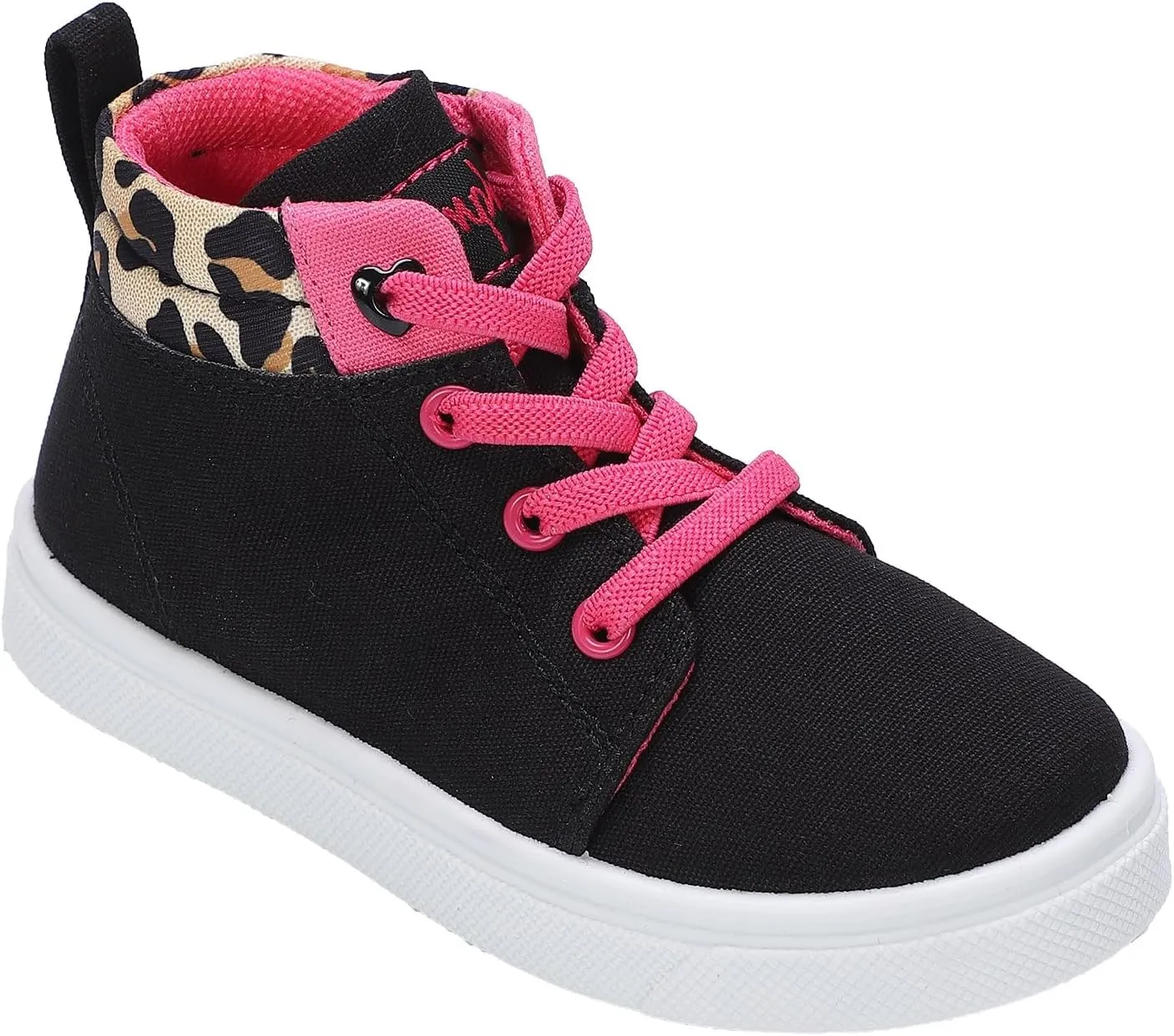 Oomphies Sam Girls Hi-Top Pull-On Sneakers – Canvas Upper, Elastic Laces, Cushioned Insole & Durable Rubber Sole