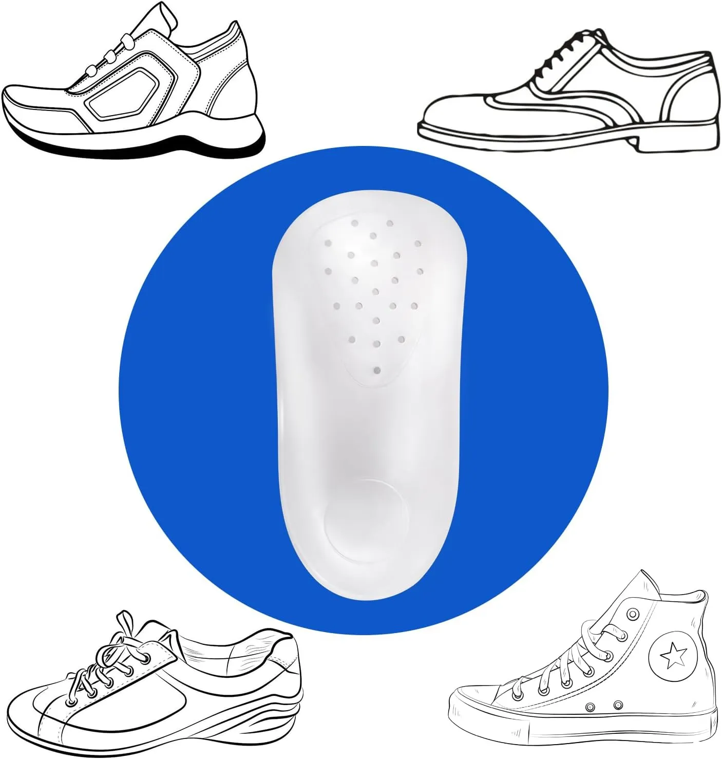 Original 3/4 Arch Support Metatarsal Support Orthotics Over-Pronation Insoles Relieve Plantar Fasciitis, Arch, Heel & Ankle Foot Pain (White, Men 9-12/Women 11-14)