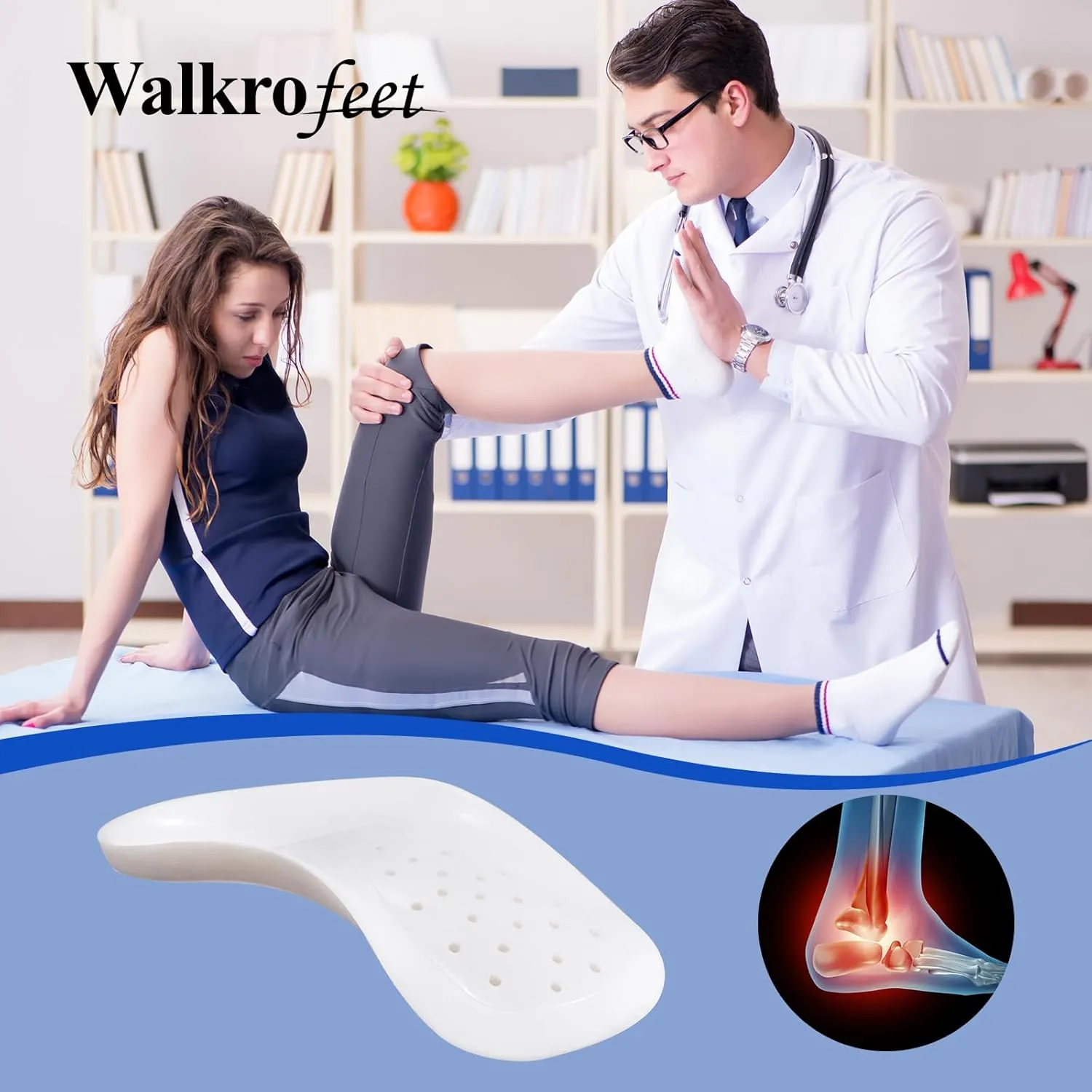 Original 3/4 Arch Support Metatarsal Support Orthotics Over-Pronation Insoles Relieve Plantar Fasciitis, Arch, Heel & Ankle Foot Pain (White, Men 9-12/Women 11-14)