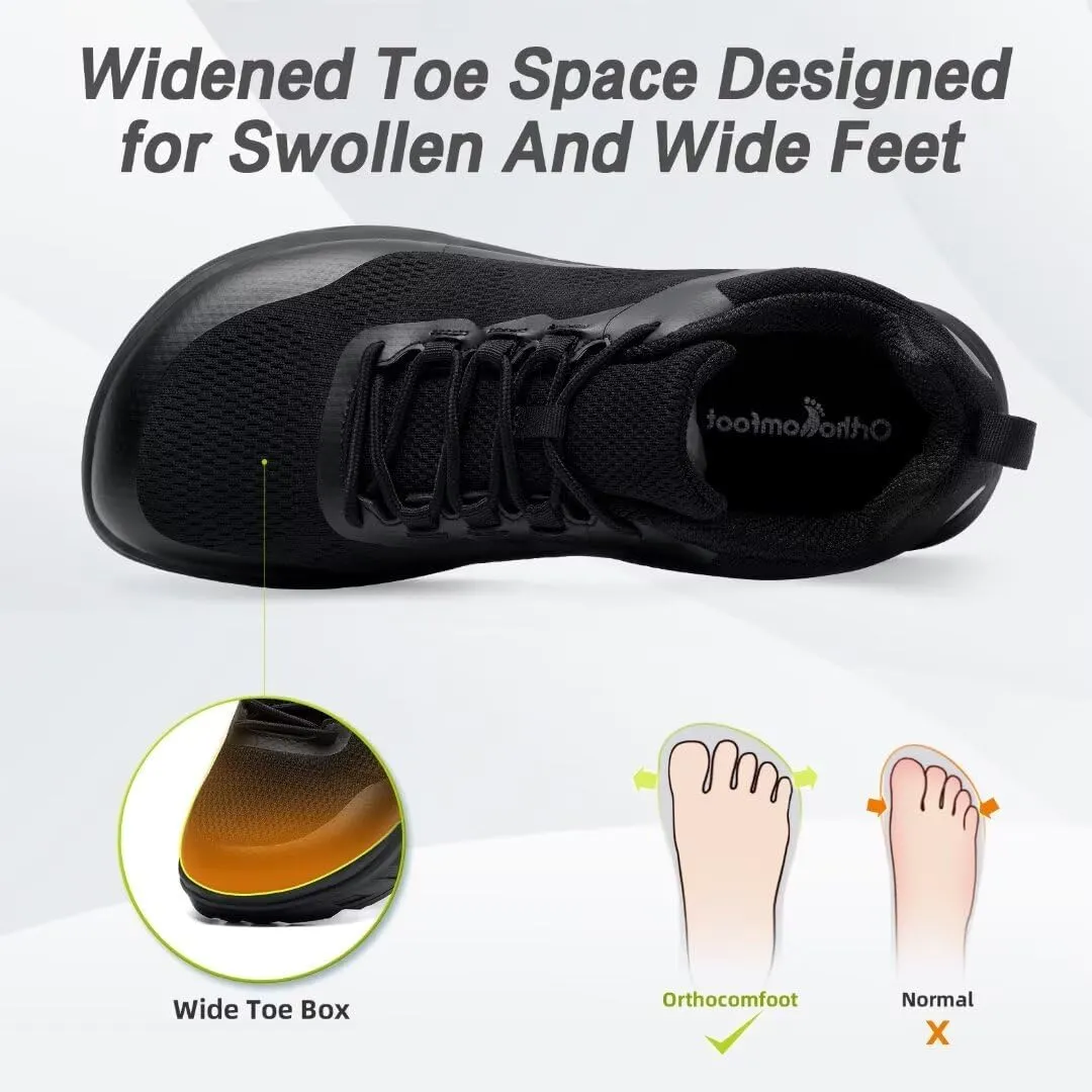 OrthoComfoot Men's Orthopedic Diabetic Wide Walking Shoes: Comfortable Casual Arch Support Plantar Fasciitis Fashion Sneakers, Work Tennis Orthotic High Arch Swollen Feet Shoes for Foot Heel Pain