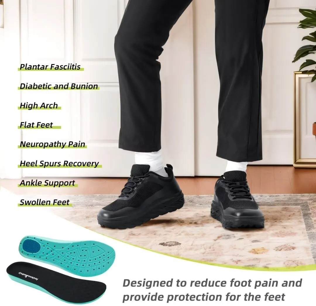 OrthoComfoot Men's Orthopedic Diabetic Wide Walking Shoes: Comfortable Casual Arch Support Plantar Fasciitis Fashion Sneakers, Work Tennis Orthotic High Arch Swollen Feet Shoes for Foot Heel Pain