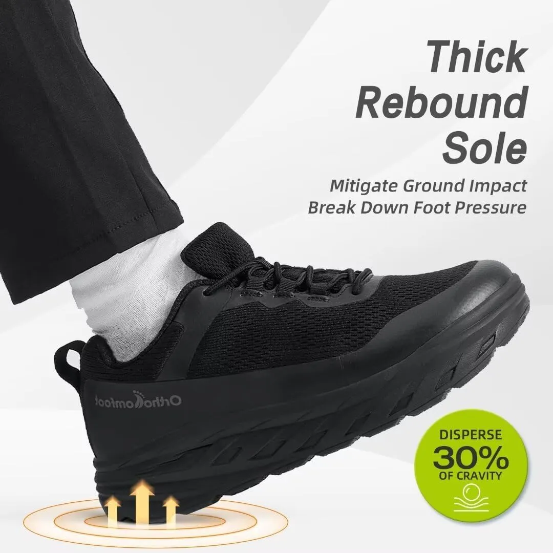 OrthoComfoot Men's Orthopedic Diabetic Wide Walking Shoes: Comfortable Casual Arch Support Plantar Fasciitis Fashion Sneakers, Work Tennis Orthotic High Arch Swollen Feet Shoes for Foot Heel Pain
