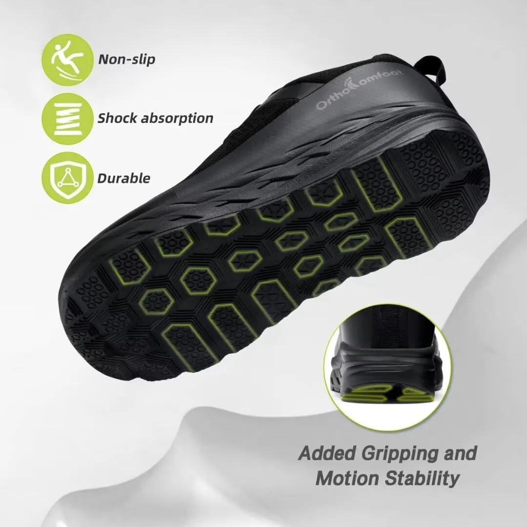 OrthoComfoot Men's Orthopedic Diabetic Wide Walking Shoes: Comfortable Casual Arch Support Plantar Fasciitis Fashion Sneakers, Work Tennis Orthotic High Arch Swollen Feet Shoes for Foot Heel Pain