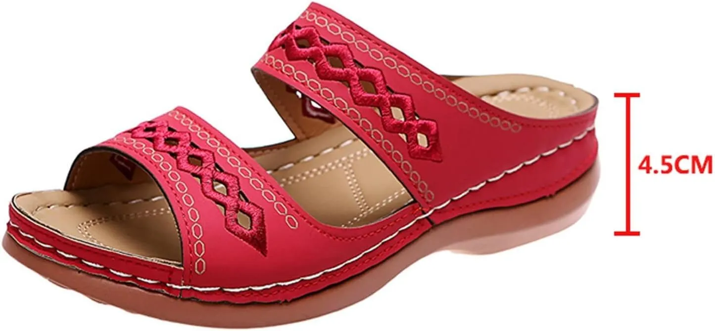 Orthopedic Sandals for Women Fashion Backless Walking Sandals Platform Wedge Sandal with Arch Support Open Toe Slip On Flip Flop Dressy Summer Flat Walking Slippers