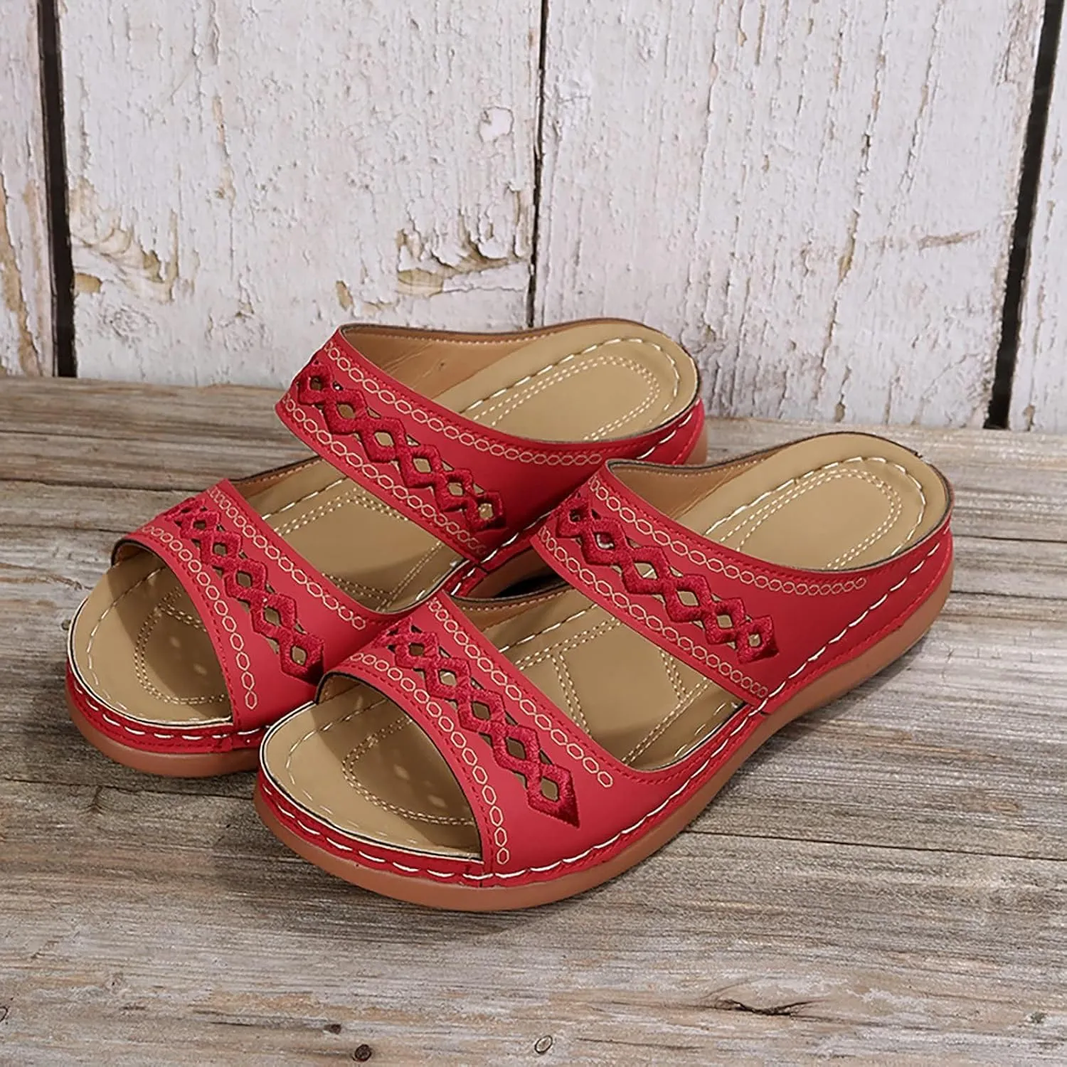 Orthopedic Sandals for Women Fashion Backless Walking Sandals Platform Wedge Sandal with Arch Support Open Toe Slip On Flip Flop Dressy Summer Flat Walking Slippers